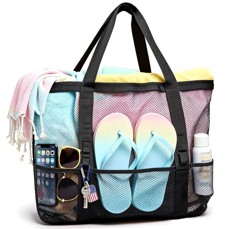 Tote Bag Beach - Travel Mesh Beach Bag for Women