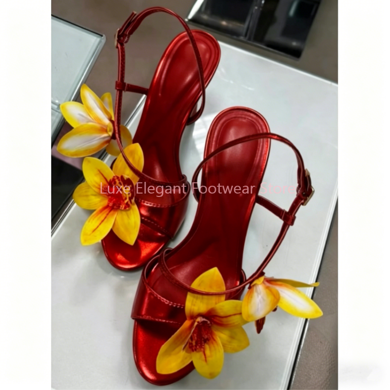 Red Flower Decor Back Strap Ho - Sandal Strappy Heeled recensie en prijs