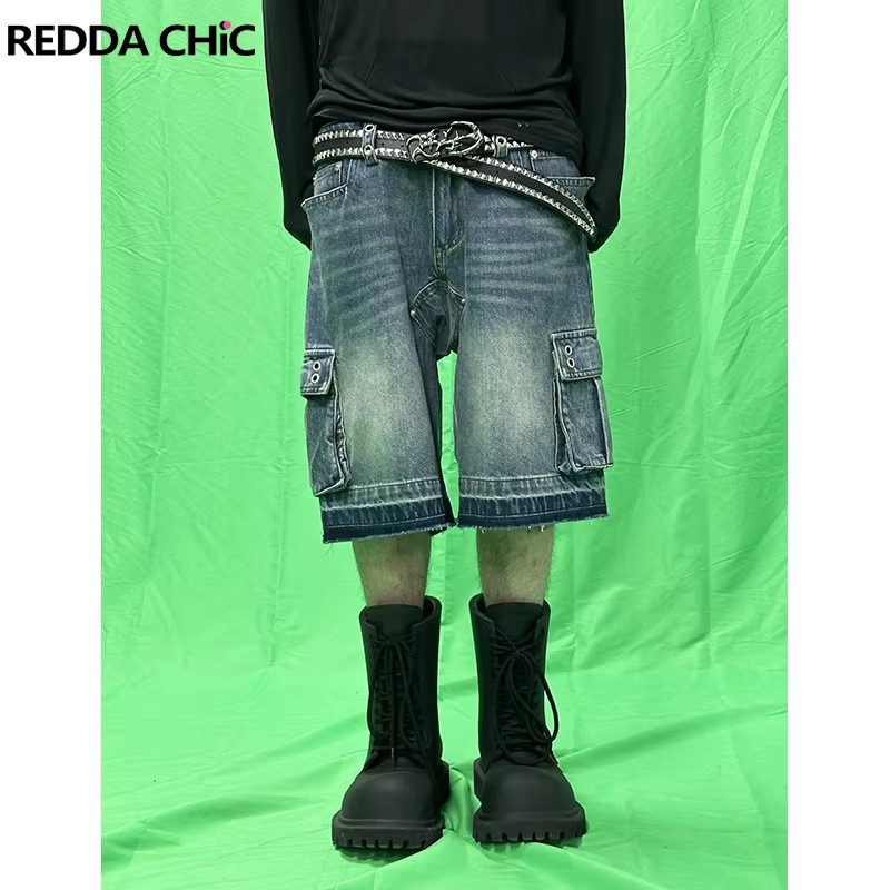 REDDACHIC Men Big Pockets Whis - Shorts Denim Frayed recensie en prijs