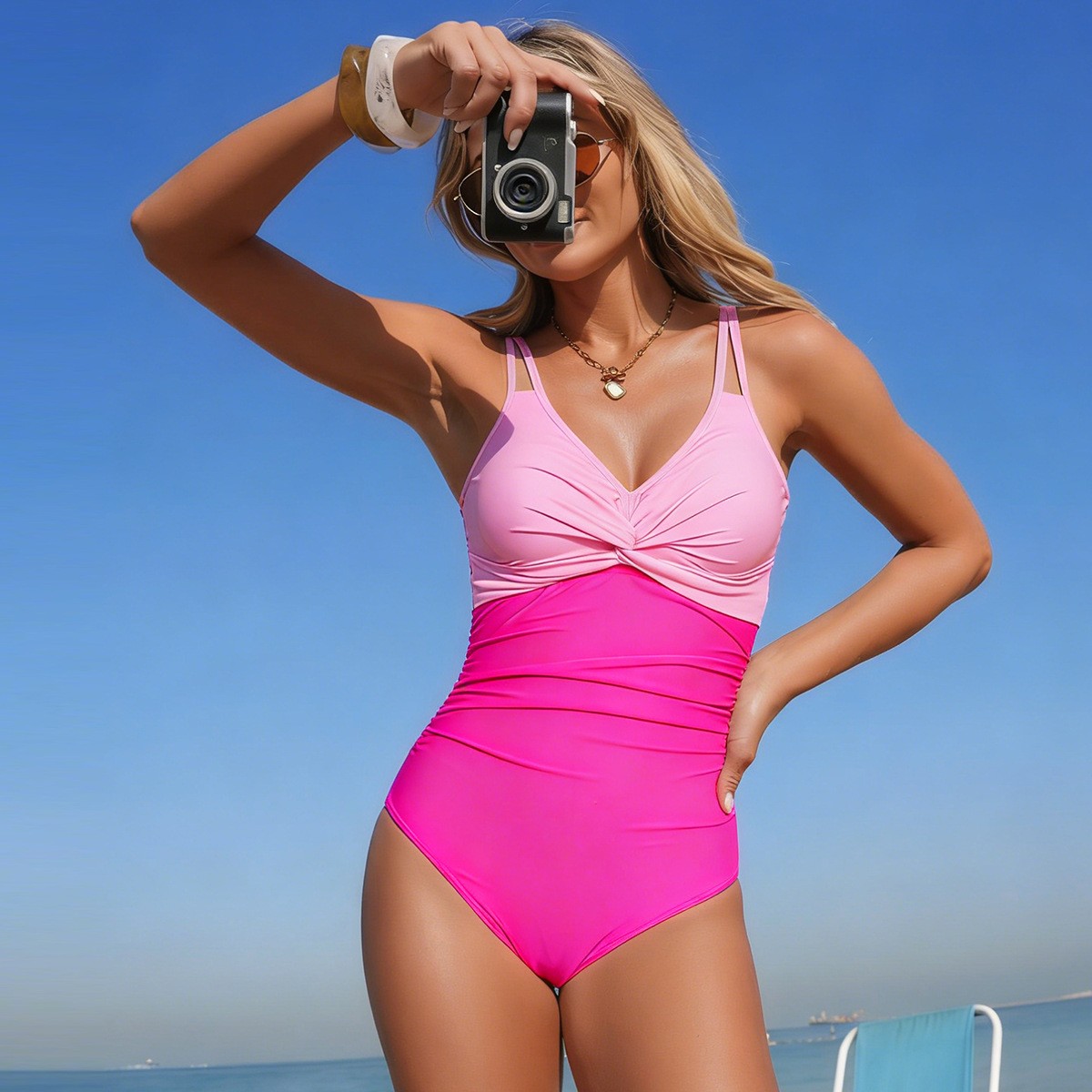 V Neck Twist Front One Piece S - Swimsuit Bikini Ruched recensie en prijs