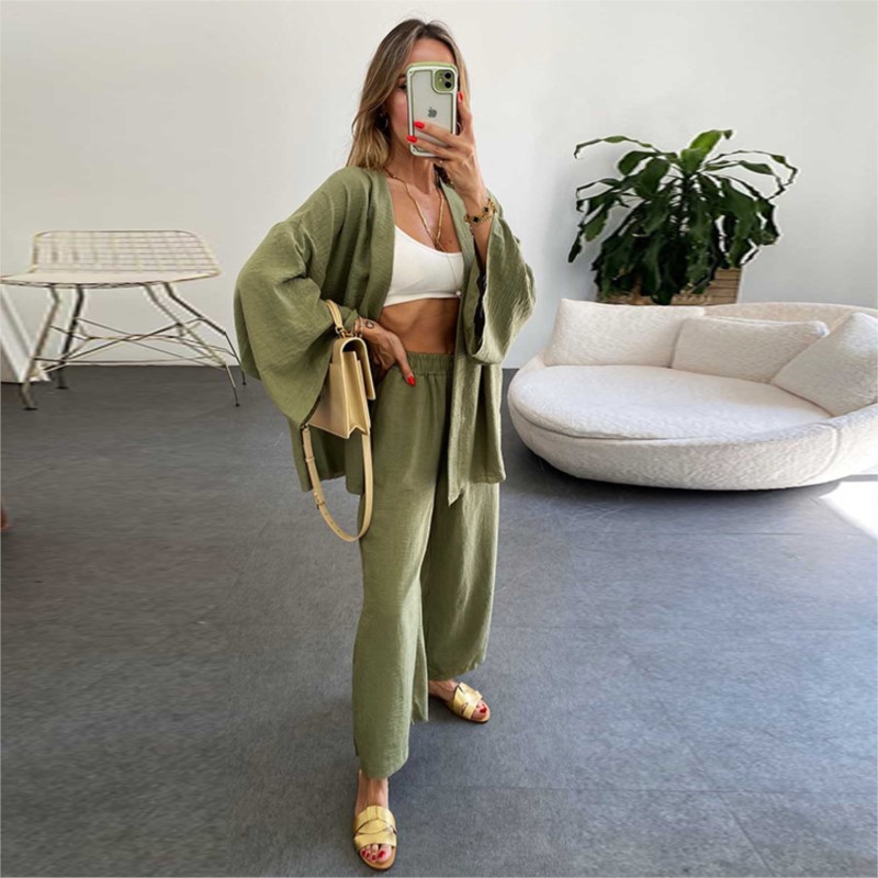 Women's Linen Trouser Suit Wit - Linen Pant Wide recensie en prijs