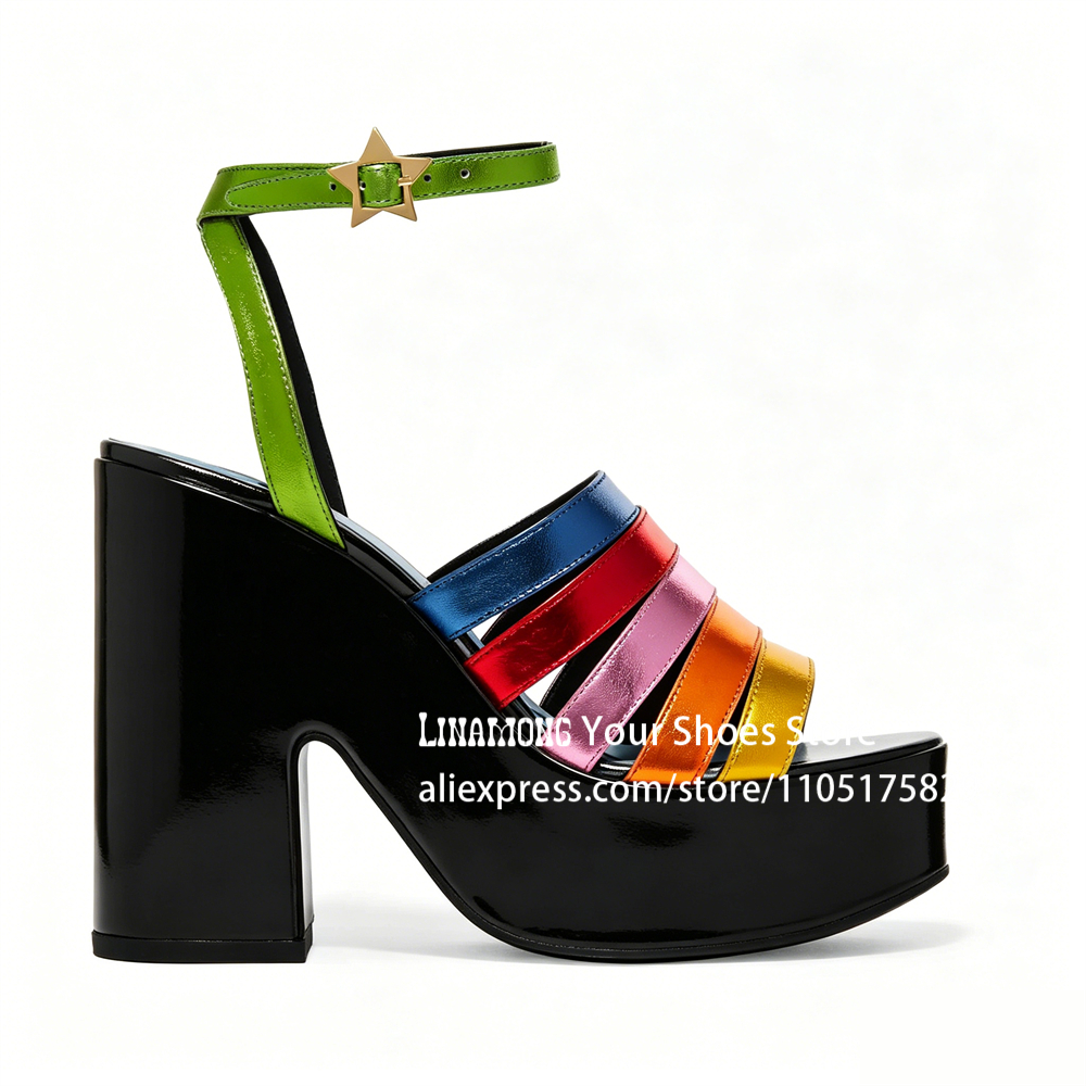 Multicolor Strappy Chunky Heel - Sandal Strappy Heeled recensie en prijs
