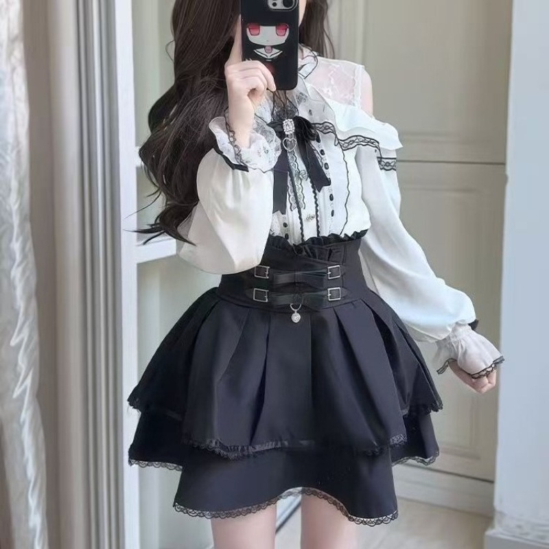 Japanese Gothic Y2k Lolita Sty - Blouse Off Shoulder recensie en prijs