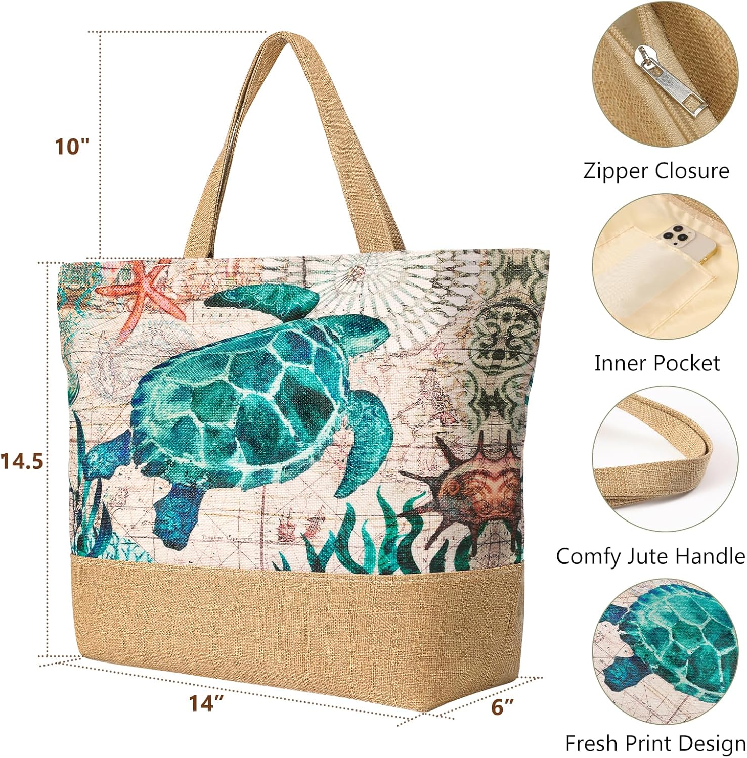 Large Beach Bag for Women with - Tote Bag Beach recensie en prijs