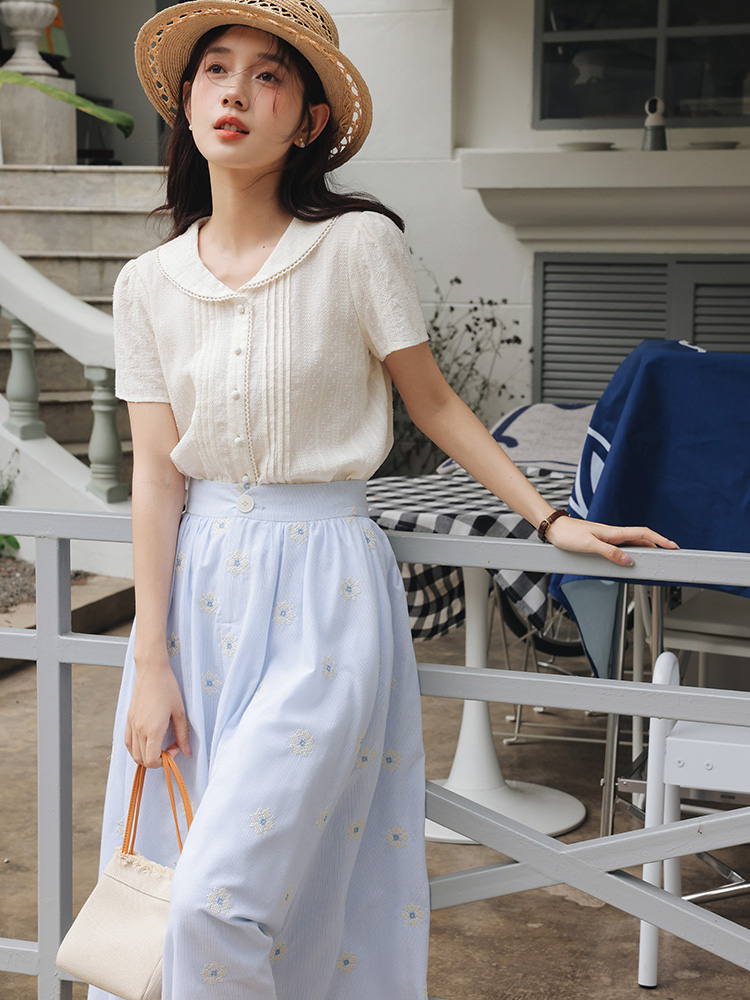 Vintage White Shirt Floral Emb - Midi Skirt Floral recensie en prijs