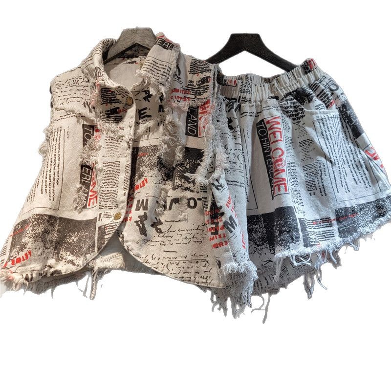Chic Women Newspapers Letters  - Shorts Denim Frayed recensie en prijs