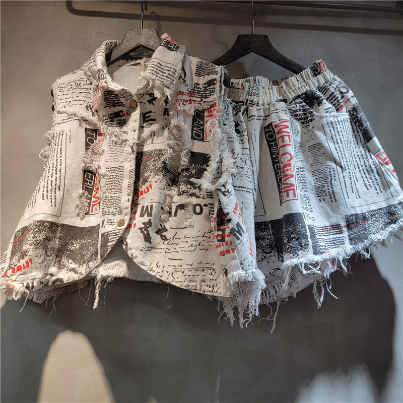 Chic Women Newspapers Letters  - Shorts Denim Frayed recensie en prijs