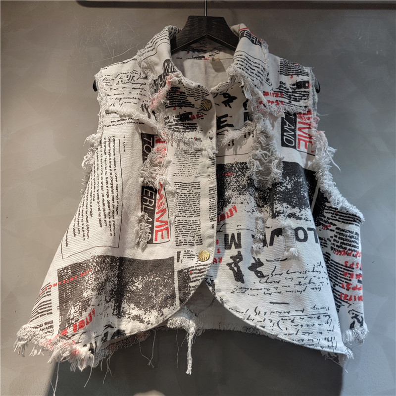 Chic Women Newspapers Letters  - Shorts Denim Frayed recensie en prijs