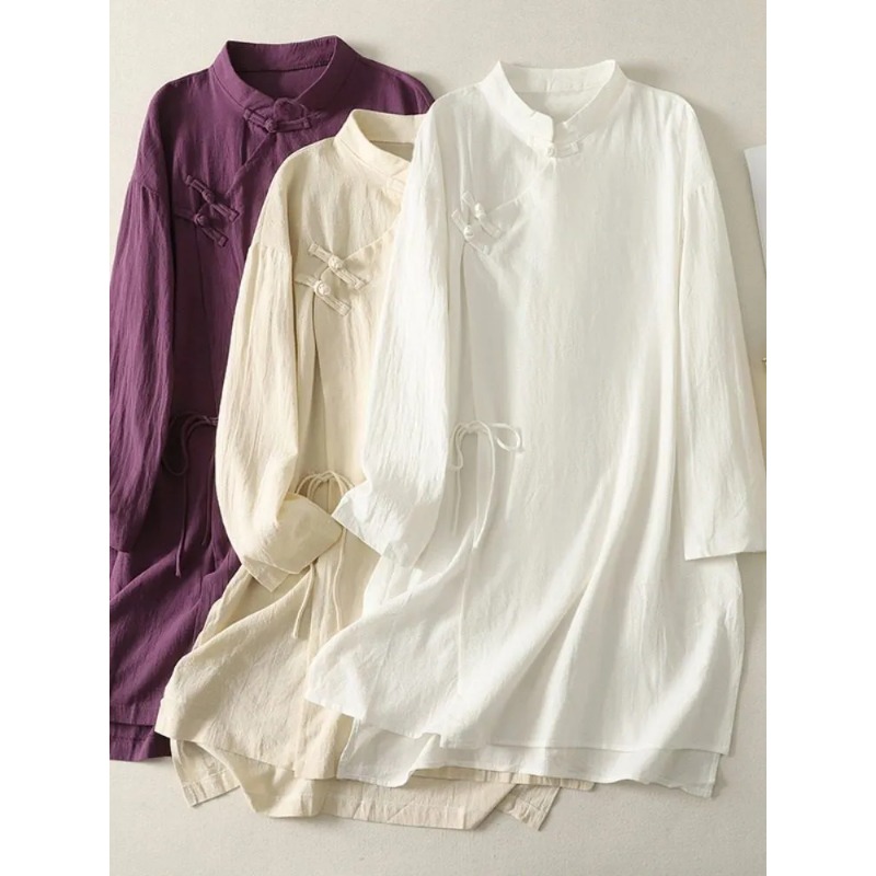 Women's Chinese Style Frog But - Linen Dress Wrap recensie en prijs