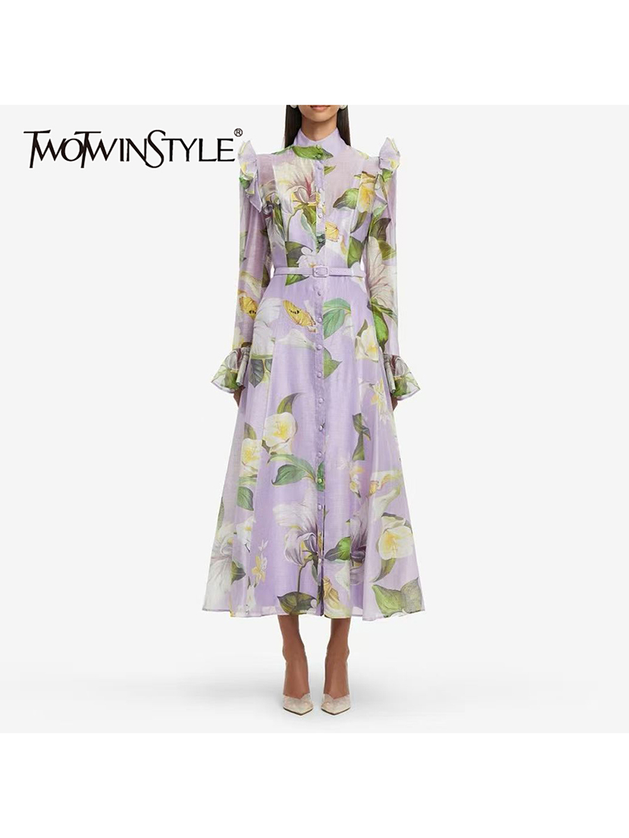 TWOTWINSTYLE Printing Spliced  - Linen Dress Wrap recensie en prijs