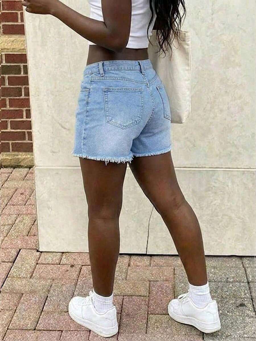 Womens High Waist Light Wash D - Shorts Denim Frayed recensie en prijs