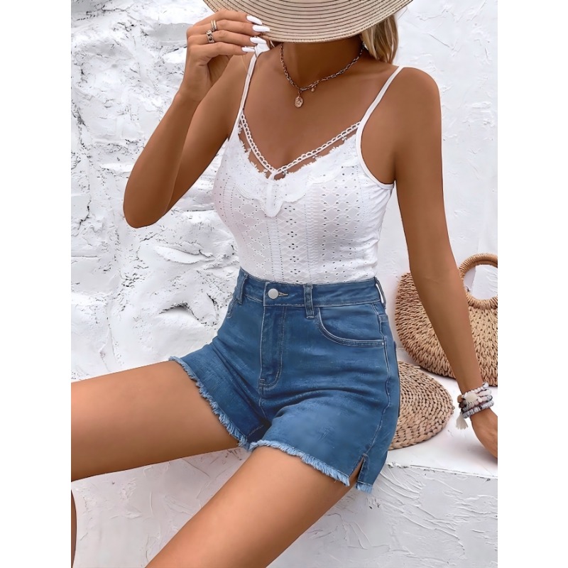 Women's High Waist Denim Short - Shorts Denim Frayed recensie en prijs