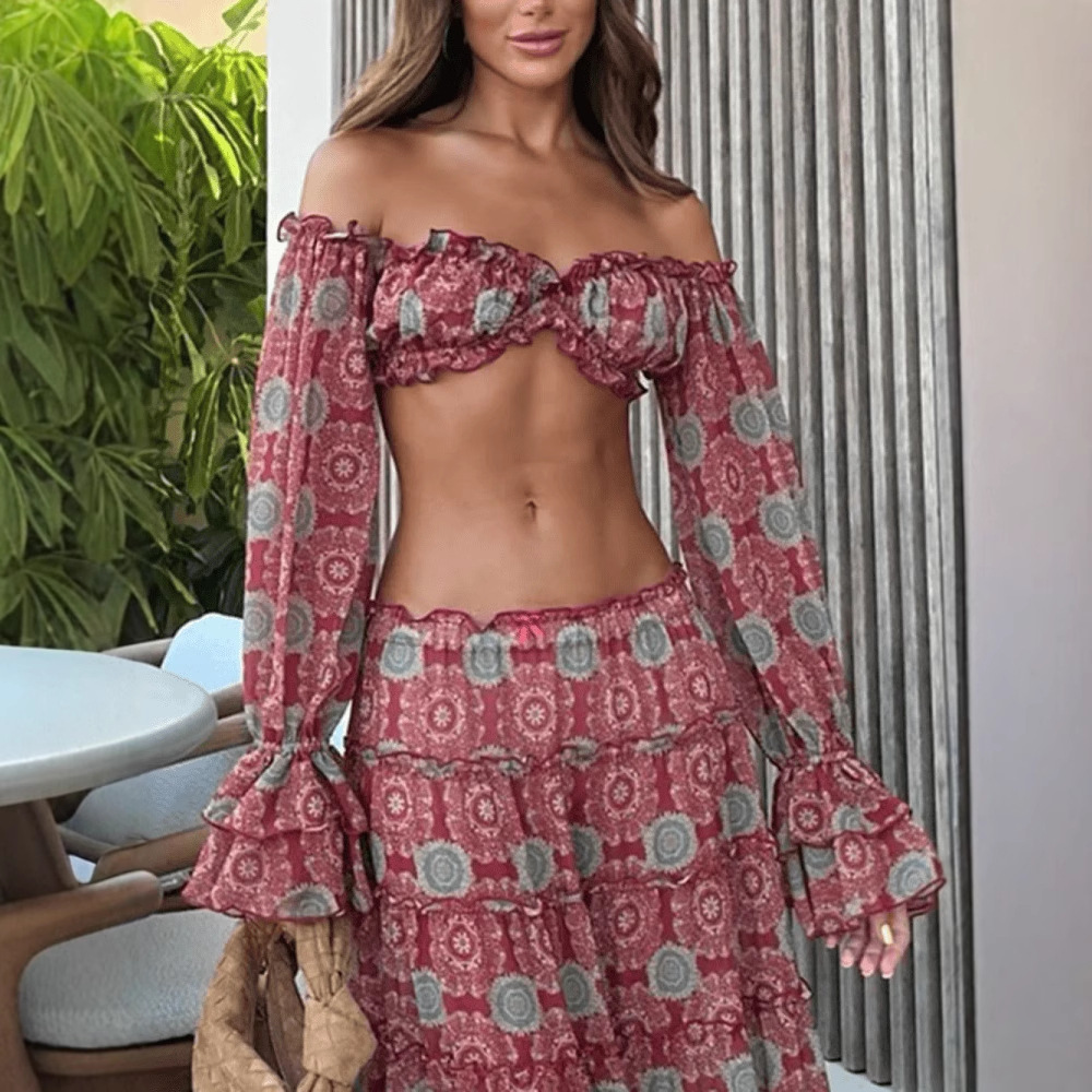 Vintage Print Skirt Two Piece  - Romper Floral Print recensie en prijs