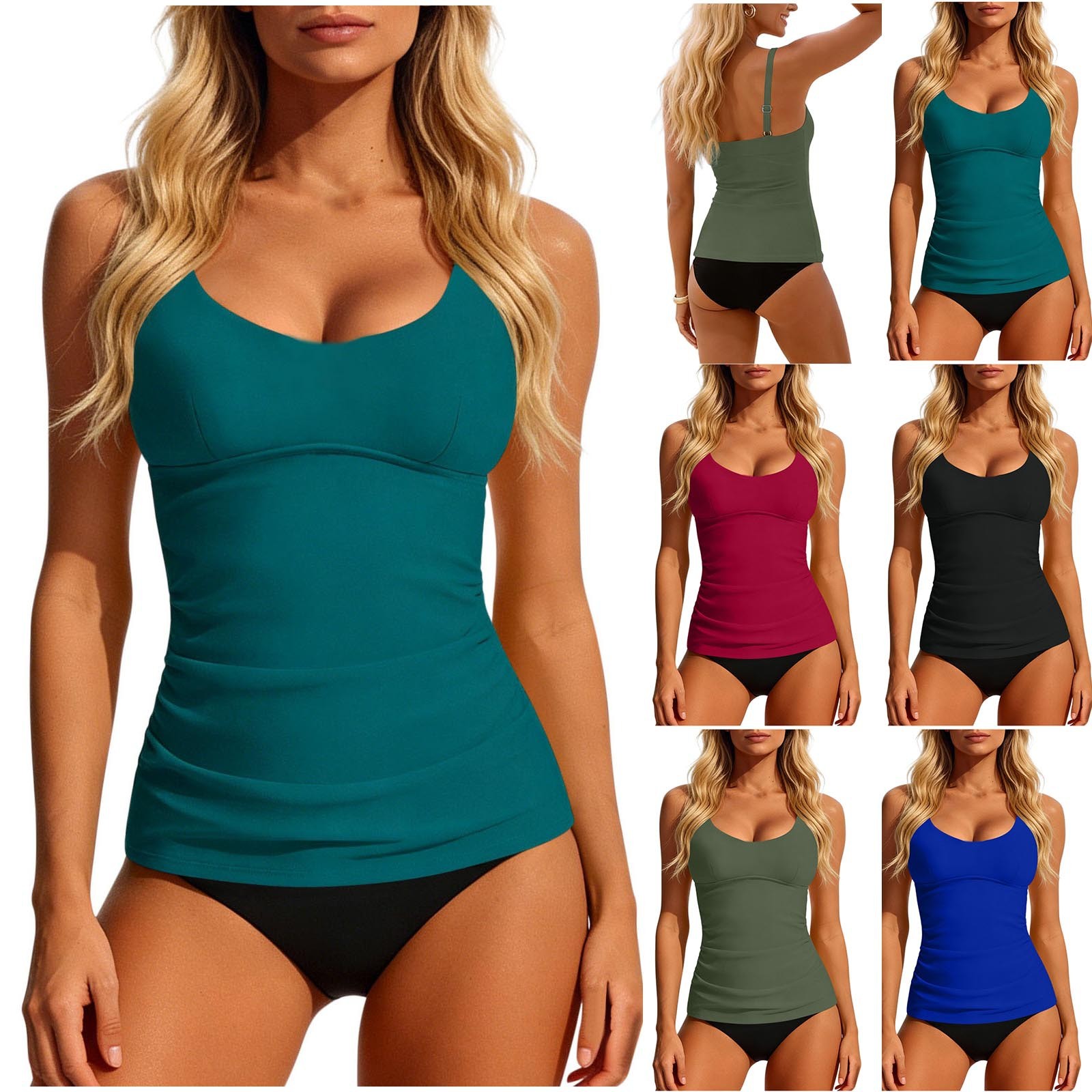 Women's 2026 Tankini Teal Scoo - Swimsuit Bikini Ruched recensie en prijs