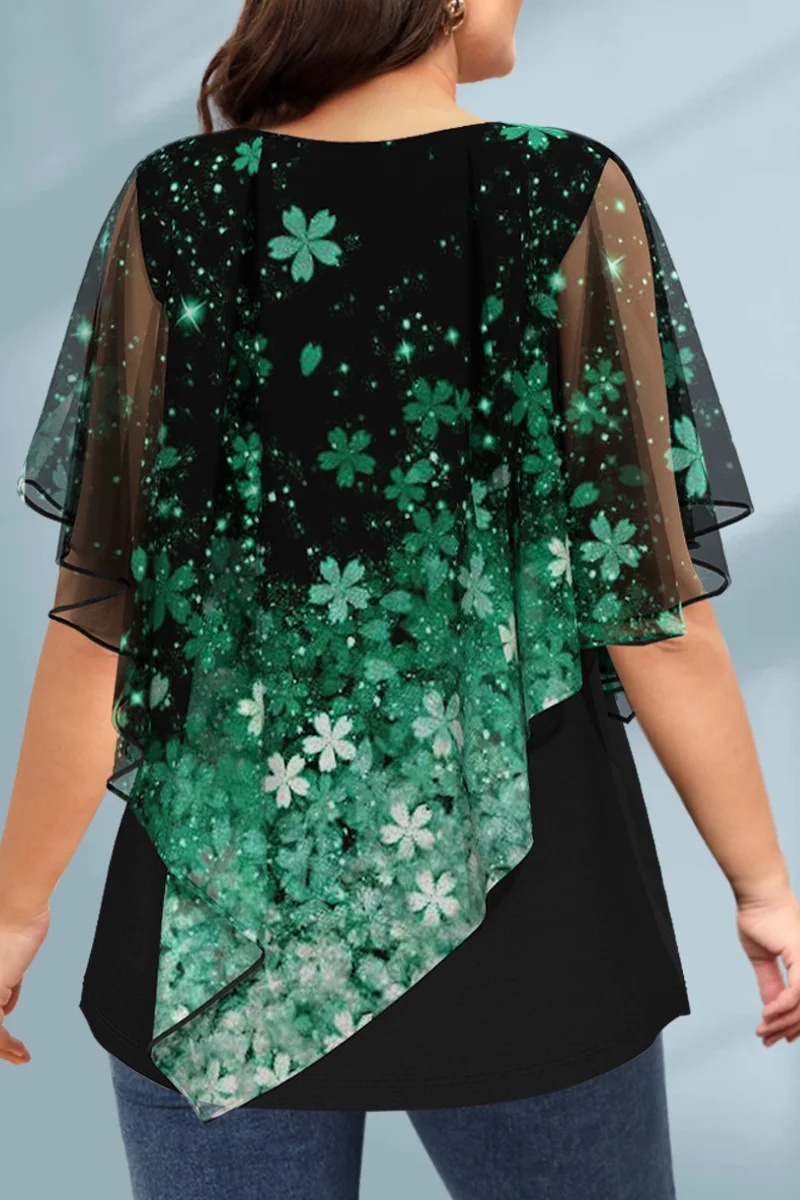 Women's Plus Size Blouse Chiff - Romper Floral Print recensie en prijs
