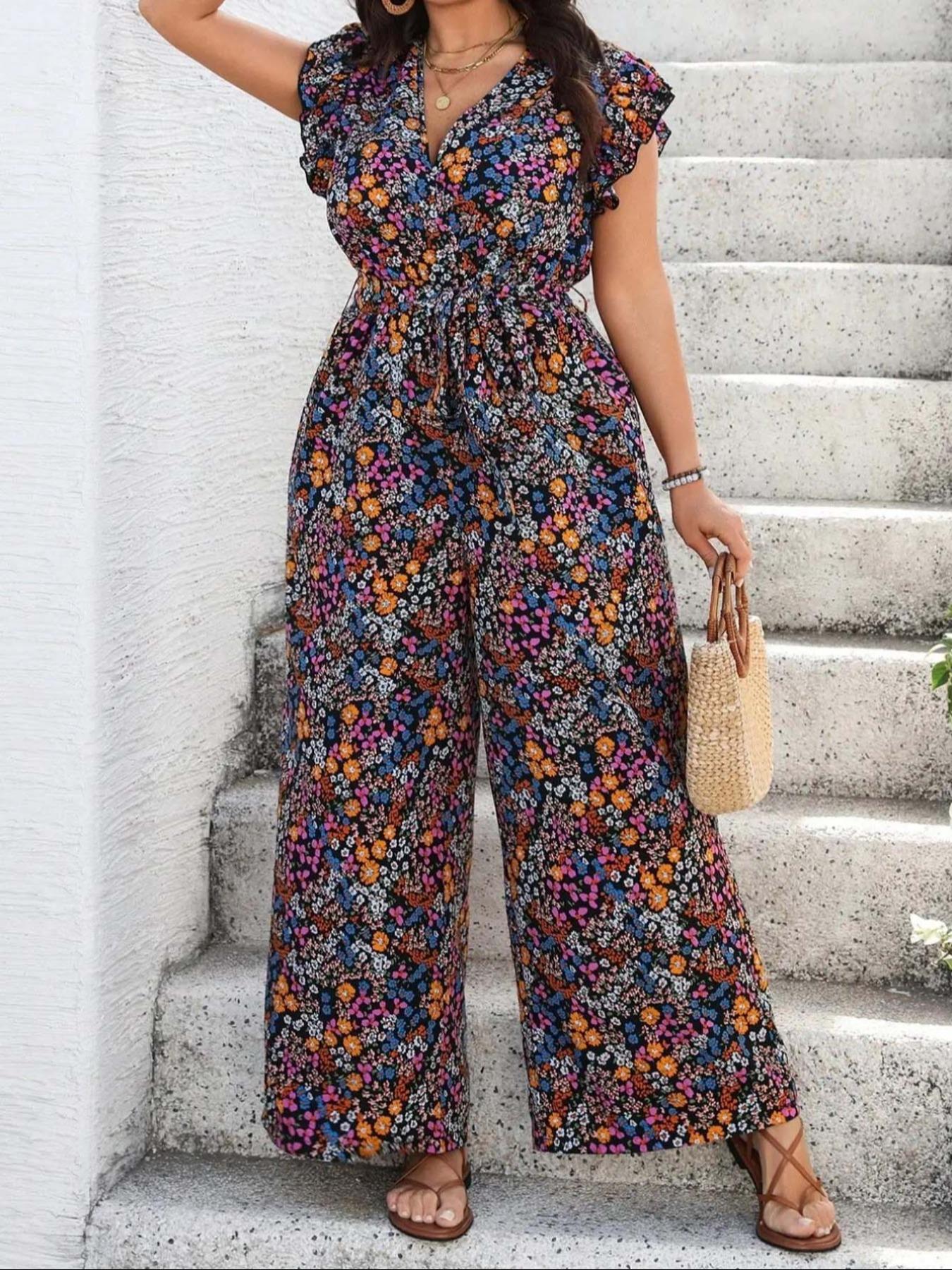 【Plus Size】 Floral Print Tie S - Romper Floral Print recensie en prijs