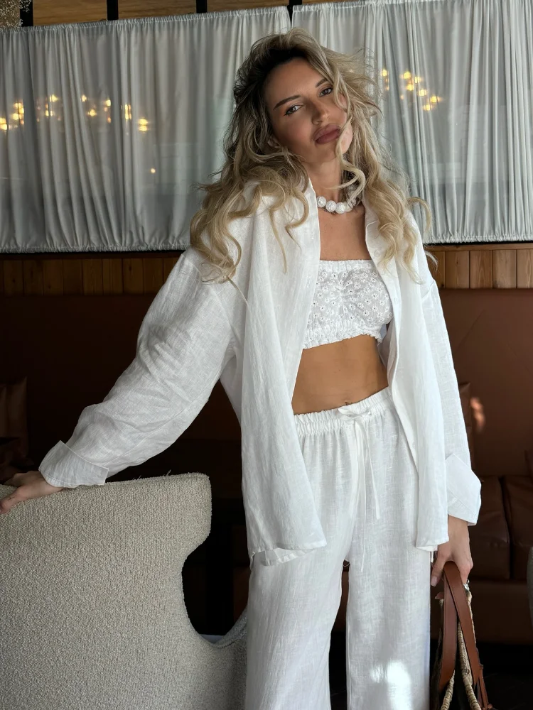 2025 Solid Casual Cotton Linen - Linen Pant Wide recensie en prijs
