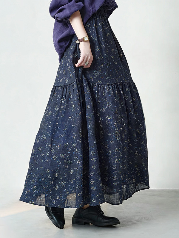 Floral Print High Waist A-Line - Midi Skirt Floral recensie en prijs