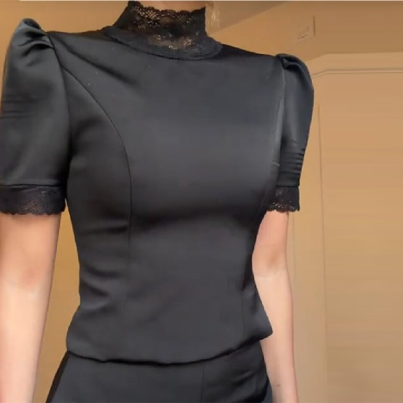 New Satin Lace Edge Top Short  - Blouse Off Shoulder recensie en prijs